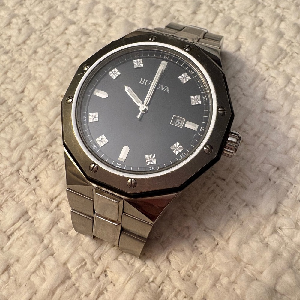 Bulova Silver and Black Watch